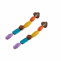 Calinn Colourful Wooden Drop Earrings (my ears are pierced)