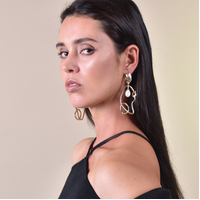 Joliette Artsy Line Art Pearl Earrings (my ears are pierced)