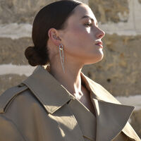 Stellar Drape Diamante Tassel Earrings (Silver) 