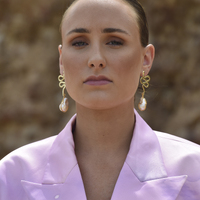 L 'amour 24K Luxury Baroque Pearl  Drop Earrings