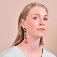Allyriane Fuchsia Drops Statement Earrings (for pierced ears)