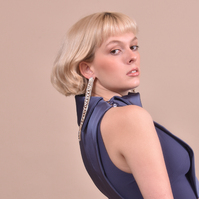 Elizabeth Diamante Gold Tassel Earrings (My ears are pierced)