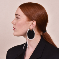 Emiri Luxury Leather Stitched Earrings (Black)