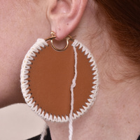 Emiri Luxury Leather Stitched Earrings (Brown)
