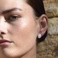 Lue Dainty Opal Stud Earrings (Silver)