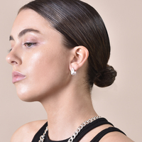 Olli Textured Sculpture Huggie Earrings (Silver)