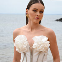 Jolean Sculptured Flower Statement Earrings (Gold)