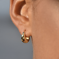 Adalyn Star-engraved Chunky Hoop Earrings (Gold)