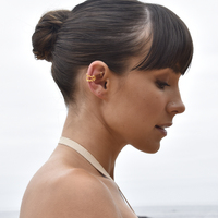 Ivor Ear Contour Textured Twin Line Cuff Earring (Single Piece)