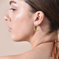 Veronique French Twisted Hoop Earrings (Gold)