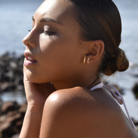 Berte Artsy Ear Hook Stud Earrings (Gold)