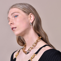 Avani Art Deco Wavy Hoop Earrrings (Silver)