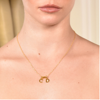24K Gold Initial Pendant Necklace - 2 Letters