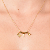 24K Gold Initial Pendant Necklace - 3 Letters