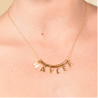 24K Gold Name Pendant Necklace - 6 Letters