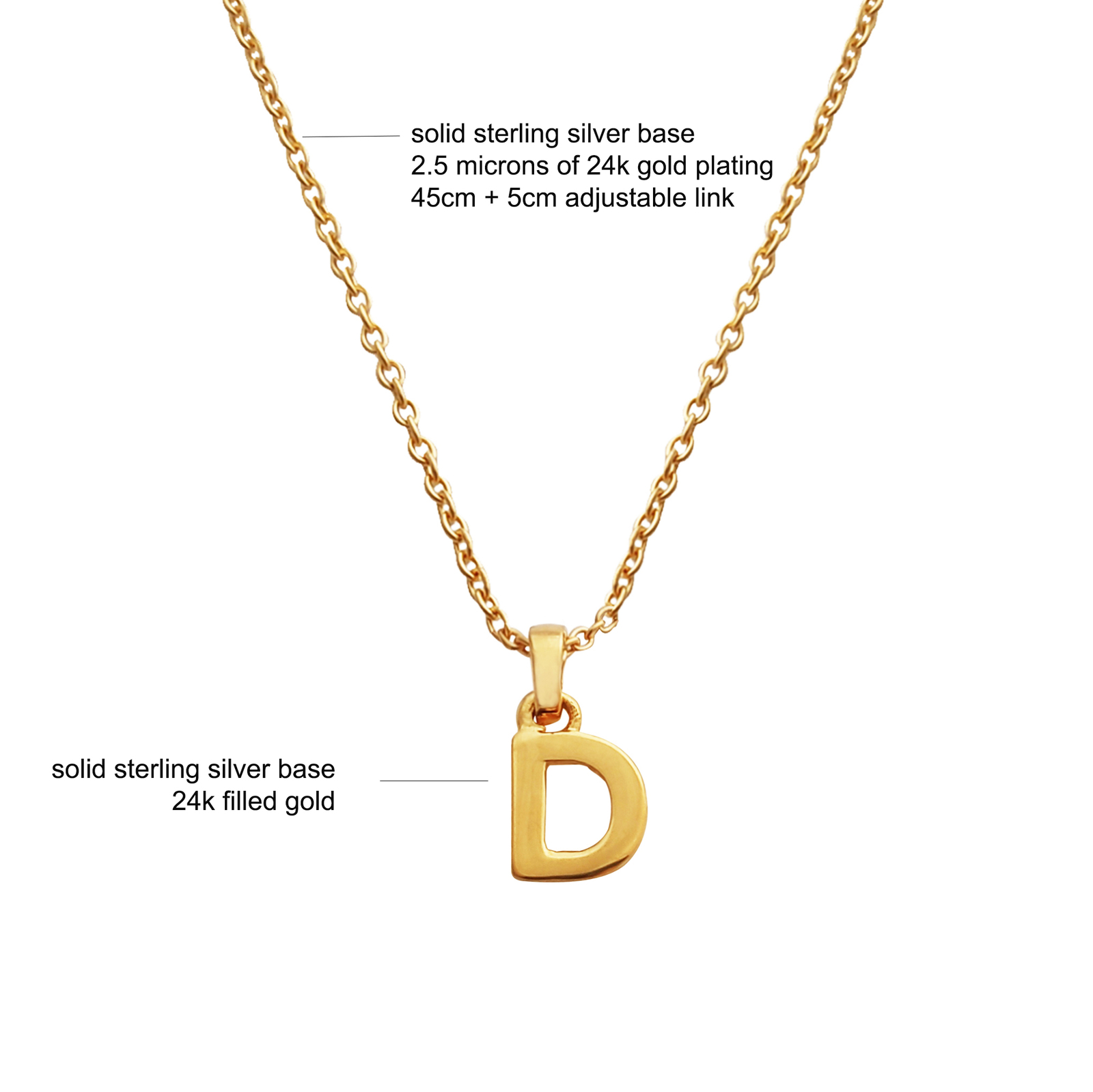 18K YELLOW GOLD PRINCESS BLOCK LETTER “D” NECKLACE - Roberto Coin - North  America