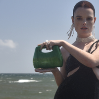 Elka Artsy Resin Clutch (Emerald Green)