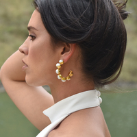 Annalisa 24K Natural Pearl Hoop Earrings