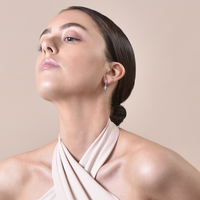 Adina Beaded Dainty Cross Drop Earrings (Silver)