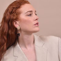 Elyn Black and Gold Earrings  (for non-pierced ears)