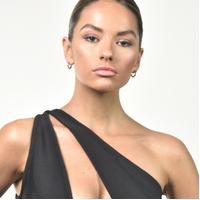 Briar Sculptural Sparkle Hoop Earrings (Silver)