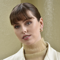 Lafayette Enamel Croissant C Hoop Earrings (Cream)