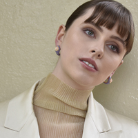 Lafayette Enamel Croissant C Hoop Earrings (Taro)