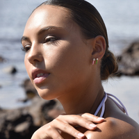 Gabriela Diamante Enamel U Huggie Earrings (Green)