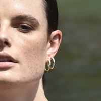 Avery Artsy Textured Hoop Earrings (Silver)