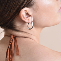 Nomad Fluid Sculpture Hoop Earrings (Silver)