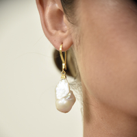 Agata 24K Baroque Pearl Drop Earrings (Imperfect No. 5)