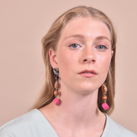Allyriane Fuchsia Drops Statement Earrings (for pierced ears)