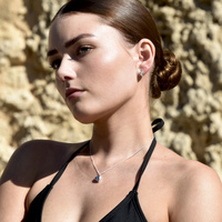 Delja Dainty Zircon Heart Huggie Earrings (Silver)