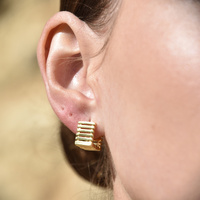 Zoie Artsy Cube Huggie Earrings (Gold)