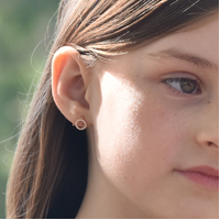 Little Crown Fish Rose Gold Stud Earrings