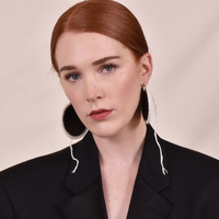 Emiri Luxury Leather Stitched Earrings (Black)