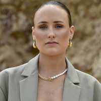 Franca Elongated Gold Bowl Earrings