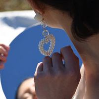 Iris Pearly Heart Drop Earrings (My ears are pierced)