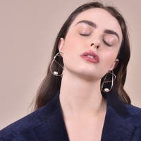 Eileen Platinum Line Art Earrings