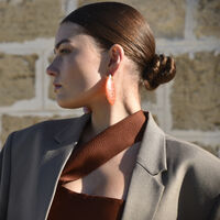 Raya Bold Arc Resin Drop Earrings (Sunset Peach)