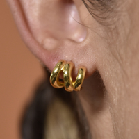Aline Artsy Tri Curve Earrings (Gold Vermeil)