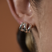 Aline Artsy Tri Curve Earrings (Silver)