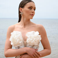 Jolean Sculptured Flower Statement Earrings (Silver)