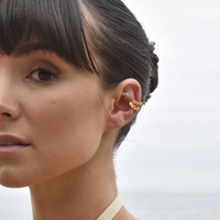 Ivor Ear Contour Textured Twin Line Cuff Earring (Single Piece)