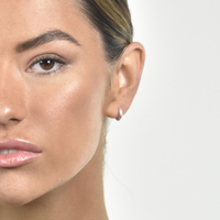 Edda Textured Dainty Sleeper Hoop Earrings (Silver)