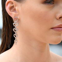 Haven Artisan Sculptured Heart String Earrings (Silver)