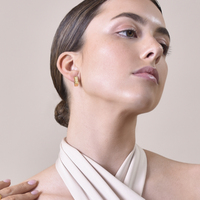 Adelyn Art Deco Textured  Huggie Earrings (Gold Vermeil)