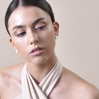 Adelyn Art Deco Textured  Huggie Earrings (Silver)