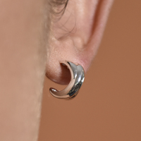 Archie Artsy Twin Curve Earrings (Silver)