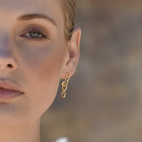 Gisela Twin Sculpture Line Drop Earrings (Gold Vermeil)